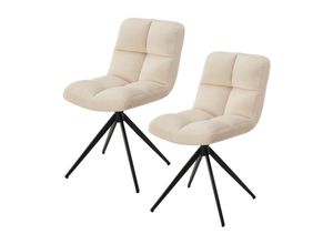 4262437180052 - Drehstuhl Dallas 2er Set - Esszimmerstühle drehbar Stoff Bezug - Stuhl bis 120 kg belastbar - Stühle Esszimmer Esszimmerstuhl Samt Beige - Juskys