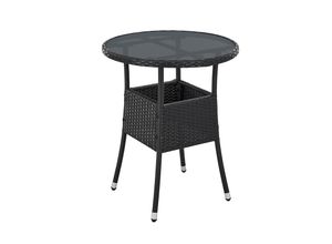 4262437180144 - Polyrattan Gartentisch Yoro rund - wetterfest Outdoor Beistelltisch Ø 60 cm - Schwarz