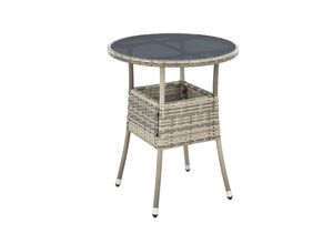 4262437180151 - Polyrattan Gartentisch Yoro rund - wetterfest Outdoor Beistelltisch Ø 60 cm - Grau