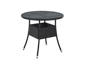 4262437180168 - Polyrattan Gartentisch Yoro rund - wetterfest Outdoor Beistelltisch Ø 80 cm - Schwarz