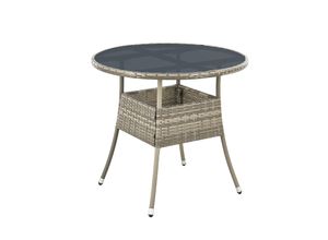 4262437180175 - Polyrattan Gartentisch Yoro rund - wetterfest Outdoor Beistelltisch Ø 80 cm - Grau