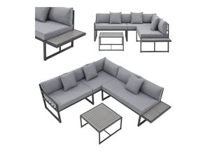 4262437180236 - Gartenmöbel Lounge St Tropez für 4 Personen - Set Tisch Sofa & Kissen - Balkonmöbel Grau