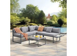 4262437180243 - Gartenmöbel Lounge St Tropez für 4 Personen - Set Tisch Sofa & Kissen - Balkonmöbel Weiß