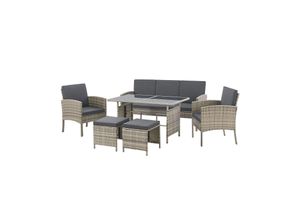 4262437180250 - Polyrattan Gartenmöbel Sitzgruppe Turin Set 6 teilig - Outdoor Möbel mit Tisch – Lounge Grau