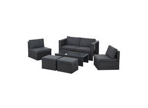 4262437180267 - Polyrattan Gartenmöbel Set Salou - Outdoor Lounge für 6 Personen wetterfest - Schwarz