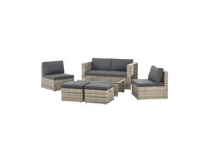 4262437180274 - Polyrattan Gartenmöbel Set Salou - Outdoor Lounge für 6 Personen wetterfest - Grau