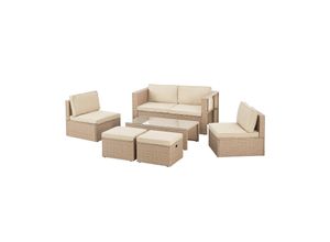 4262437180281 - Polyrattan Gartenmöbel Set Salou - Outdoor Lounge für 6 Personen wetterfest - Creme