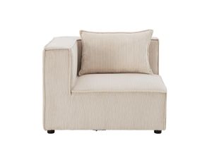 4262437180359 - modulares Sofa Domas in Cord Beige - Ecksofa Links mit Armlehne & Kissen - kombinierbar