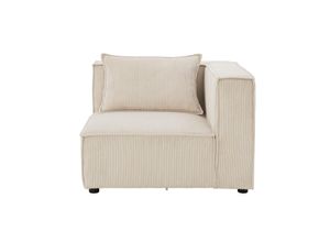 4262437180366 - modulares Sofa Domas in Cord Beige - Ecksofa Rechts mit Armlehne & Kissen - kombinierbar