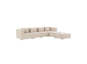 4262437180434 - modulares Sofa Domas XXL - Couch Wohnzimmer - 2 Ottomanen Lehnen & Kissen - Cord Beige