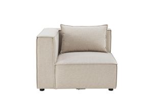 4262437180441 - modulares Sofa Domas in Stoff Beige - Ecksofa Links mit Armlehne & Kissen - kombinierbar