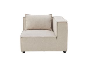 4262437180458 - modulares Sofa Domas in Stoff Beige - Ecksofa Rechts mit Armlehne & Kissen - kombinierbar