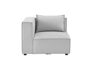 4262437180533 - modulares Sofa Domas in Stoff Hellgrau - Ecksofa Links mit Armlehne & Kissen - kombinierbar