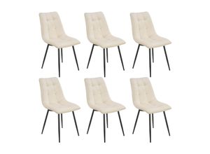 4262437180762 - Esszimmerstühle Blanca 6er Set - Samt Stühle gepolstert - Stuhl für Esszimmer Küche & Wohnzimmer - modern belastbar bis 120 kg Beige - Juskys