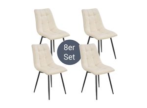 4262437180793 - Esszimmerstühle Blanca 8er Set - Samt Stühle gepolstert - Stuhl für Esszimmer Küche & Wohnzimmer - modern belastbar bis 120 kg Beige - Juskys