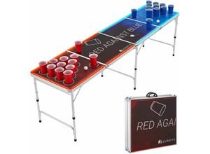 4262437180816 - Beer Pong Tisch Red vs Blue mit Beleuchtung - Bier Trinkspiel Set Becher Bälle - klappbar Bierpongtisch Beerpong Bierpong Spiel - Rot Blau - Juskys