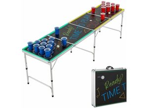 4262437180823 - Beer Pong Tisch Colorido mit Beleuchtung - Bier Trinkspiel Set Becher Bälle - klappbar Bierpongtisch Beerpong Bierpong Spiel - Schwarz Bunt - Juskys