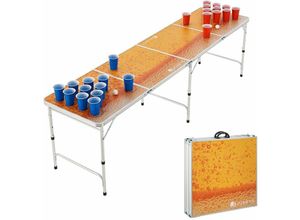 4262437180830 - Beer Pong Tisch Piwo - Bier Trinkspiel Set Becher Bälle - klappbar Bierpongtisch Beerpong Bierpong Spiel - Gelb Orange - Juskys