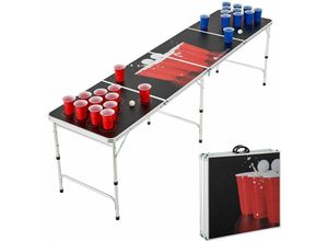 4262437180847 - Beer Pong Tisch Red Cup - Bier Trinkspiel Set Becher Bälle - klappbar Bierpongtisch Beerpong Bierpong Spiel - Schwarz Rot - Juskys