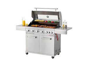 4262437181066 - BBQ Gasgrill Minnesota - 6 Brenner & 1 Seitenbrenner - aus Edelstahl mit Gusseisen Rost