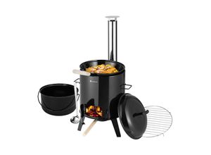 4262437181325 - Gulaschkanone 17 Liter mit Kessel & Pfanne - Outdoor Holz Ofen zum Kochen Braten & Grillen