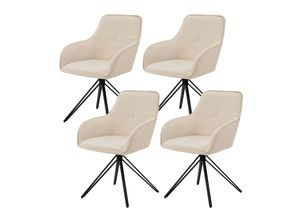 4262437181509 - Drehstuhl Clyde 4er Set mit Armlehne - Stoff Bezug - Esszimmerstuhl modern - Polsterstuhl Esszimmer - 120 kg belastbar - Stuhl Samt Beige - Juskys