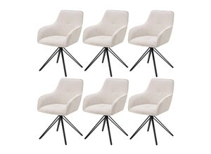 4262437181592 - Drehstuhl Clyde 6er Set mit Armlehne - Stoff Bezug - Esszimmerstuhl modern - Polsterstuhl Esszimmer - 120 kg belastbar - Stuhl Cord Beige