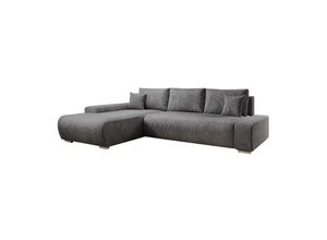 4262437182193 - Sofa Iseo Links mit Schlaffunktion - Stoff Couch L Form für Wohnzimmer - Dunkelgrau