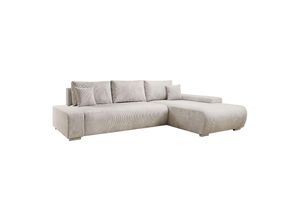 4262437182209 - Sofa Iseo Rechts mit Schlaffunktion - Stoff Couch L Form für Wohnzimmer - Beige