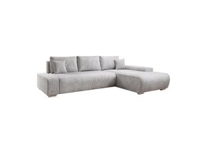 4262437182216 - Sofa Iseo Rechts mit Schlaffunktion - Stoff Couch L Form für Wohnzimmer - Hellgrau