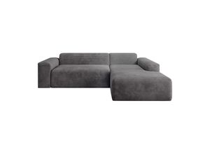 4262437182230 - Sofa Vals Rechts mit PESO Stoff - Ecksofa Couch Wohnzimmer modern Sitzfläche - Dunkelgrau