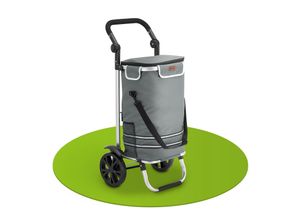 4262437182346 - Einkaufstrolley 3in1 mit 2 Rollen für Shopping - 56 L Tasche - Trolley klappbar - Grau