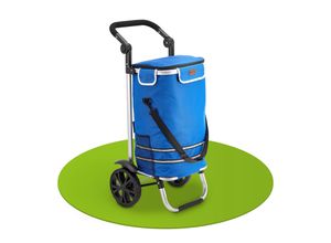 4262437182353 - Einkaufstrolley 3in1 mit 2 Rollen für Shopping - 56 l Tasche abnehmbar - Trolley klappbar & modern - Sackkarre Einkaufsroller Dunkelblau - Juskys