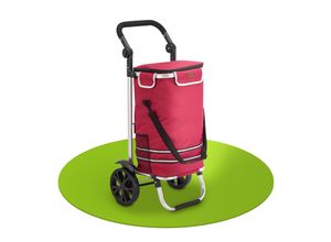 4262437182360 - Einkaufstrolley 3in1 mit 2 Rollen für Shopping - 56 l Tasche abnehmbar - Trolley klappbar & modern - Sackkarre Einkaufsroller Rot - Juskys