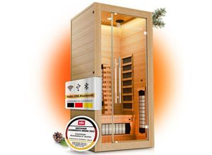 4262437182476 - Infrarotkabine Kiruna90 Premium mit Vollspektrum- & Flächenstrahler 1 Person led Farblicht & Glastür Infrarotsauna Sauna - Artsauna