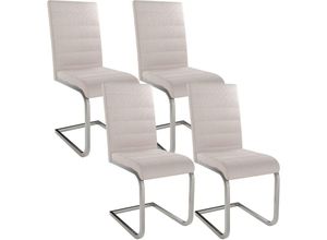 4262437182520 - Freischwinger Schwingstuhl Vegas 4er Set in Beige - Esszimmerstuhl mit Metall-Gestell & Bezug aus Cord - moderner Küchenstuhl - Juskys