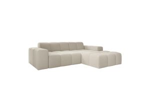 4262437183213 - Sofa Merano Rechts - Ecksofa 3 Sitzer Couch in L Form mit Ottomane - Boucle-Gewebe in Creme