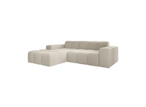 4262437183220 - Sofa Merano Links - Ecksofa 3 Sitzer Couch in L Form mit Ottomane - Boucle-Gewebe in Creme