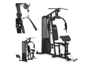 4262437183411 - Kraftstation ProfiGym 3000 mit 14 Gewichten 77 kg - Bizeps Lattzug Butterfly - Schwarz