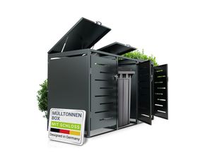 4262437183428 - Mülltonnenbox Arel 3er - Metall Gartenbox für Mülltonnen - Aufbewahrungsbox Anthrazit