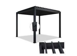 4262437183503 - Lamellendach Tahiti 3x3 m - Stahl Pergola - Terrassenüberdachung stabil - Anthrazit