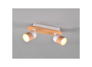 4262442790062 - Meinewunschleuchte - led Deckenstrahler Korpus & Lampenschirme Naturholz & Metall Weiß 28cm