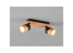 4262442790079 - Meinewunschleuchte - led Deckenstrahler Korpus & Lampenschirme Naturholz & Metall Schwarz 28cm