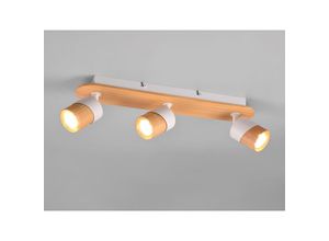 4262442790086 - Meinewunschleuchte - led Deckenstrahler Korpus & Lampenschirme Naturholz & Metall Weiß 48cm