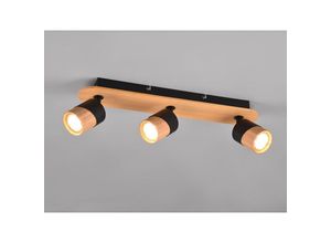 4262442790093 - Meinewunschleuchte - led Deckenstrahler Korpus & Lampenschirme Naturholz & Metall Schwarz 48cm