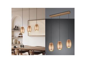 4262442791304 - Meinewunschleuchte - led Balkenpendelleuchte in Coffee mit ausgefallenem Stanzmuster b 71cm