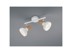 4262442791632 - Meinewunschleuchte - led Deckenstrahler aus Metall in Weiß & Holzoptik Breite 30cm