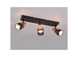 4262442791861 - Meinewunschleuchte - led Deckenstrahler 3-flammig mit Holz & Draht-Stoff Lampenschirm b 585cm