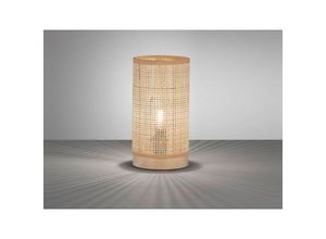 4262442792653 - LED Tischlampe dimmbar Zylinder Holz & Korbgeflecht 25cm klein