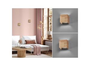 4262442792677 - 2er SET LED Wandlampen Holz Würfel Up and Down 10cm breit